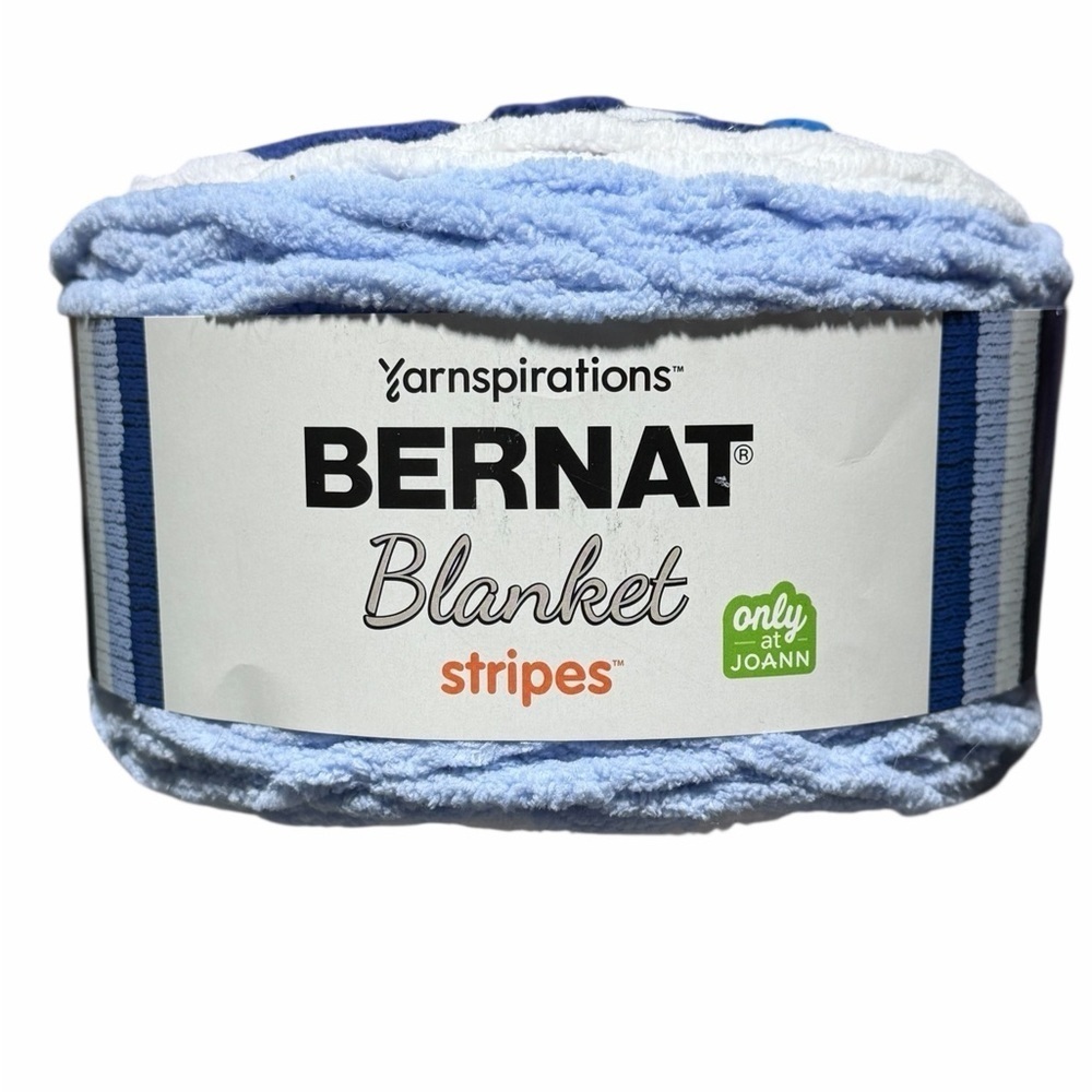 Bernat Blanket Stripes Yarn - Blue and White Size 5